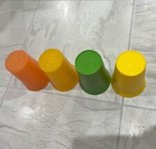 VINTAGE Tupperware Bell Tumblers Sippy Cups BRIGHT COLORS Set of 4 NO LIDS picture