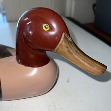 Wooden Mallard Duck Decoy Red Head. picture