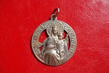 ANTIQUE SPAIN OUR LADY OF CARMEL SILVERED 1918 HOLY PROTECTION MEDAL PENDANT picture