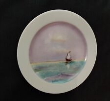 YUKIE - Antique English Porcelain Boats River Plate Hand Painted & Signed C.1890 picture