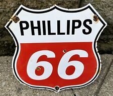 VINTAGE PHILLIPS ROUTE 66 SHIELD PORCELAIN SIGN CAR GAS MOTOR OIL TRUCK TEXAS picture