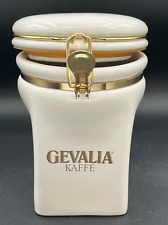 Gevalia Kaffe Coffee Storage Canister White Ceramic Air Tite Lock Nice Gold Logo picture