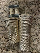 Starbucks 24/16oz 2022 Gold Bling Studded Tumblers picture
