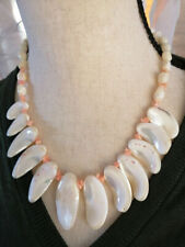Vintage Mother of Pearl Bib Pearl Beaded Statement Necklace picture