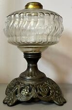 Vintage Glass & Metal Kerosene Oil Lamp picture
