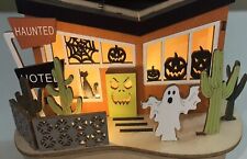 World Market Halloween Haunted Hotel House Laser Cut Wood LED Battery 2022 READ picture