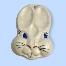 VTG Hand Painted Anthropomorphic Bunny Rabbit Spoon Rest Ceramic Creepy Decor picture