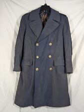 Vintage US Air Force Coat Korean War 1950s Blue 100% Wool USAF Overcoat 37R picture