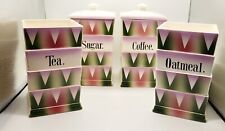 Vintage GES. GESCHUTZT Germany Canister Set Tea, Coffee, Oatmeal, Sugar Purple picture