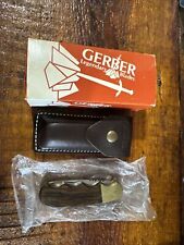 RARE GERBER MAGNUM FOLDING HUNTER LOCKBACK KNIFE With Box And Sheath. Excellent picture
