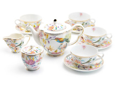 Grace Teaware Spring Flowers with Hummingbird Fine Porcelain Latte Cups Tea Set picture