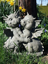 Fiery Romance Hatchling Dragon Lovers Garden Statue Faux Stone Resin Finish 10