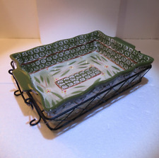 Old World Green by Temptations - 3.5 Qt Rectangular Casserole Dish w/Rack VGPC picture
