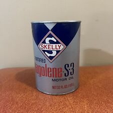 Vintage Skelly Tagolene - S-3  1 qt Full Motor Oil Can NOS S.A.E. 20 Red & Blue picture