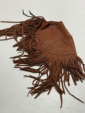 Vintage LEATHER MEDICINE BAG Native American POUCH Fringed Purse Brown Beads picture