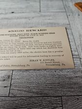 Antique Post Card Reward Stolen King Roadster 1919 Pennsylvania  picture