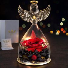 Angel Gifts for Women,Rose Flower Preserved in Glass LED Lighted (Angel Figures) picture