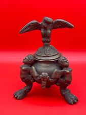 Antique Bronze Inkwell Eagle W Putty 1880s MADE IN GERMANY picture