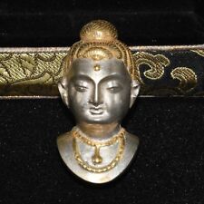 Ancient Old Central Asian Solid Silver Gold Gilded Buddha Head 5th-6th Century picture