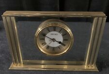 Vintage Seiko Alarm DESK Clock Gold Quartz QHE041GLH Brass 1 AA Battery operated picture