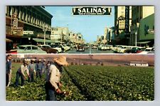Salinas CA-California, Main Street, Advertisement, Antique, Vintage Postcard picture