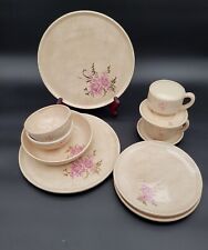 11 pc vtg 1977 McNees Mold pottery  hand painted flower dinner salad plates bowl picture