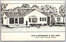 Vtg Fremont Indiana IN Clay's Restaurant Gift Shop Lake George Postcard picture