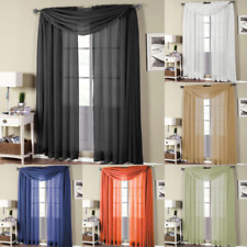 3 Pc Sheer Voile Window Curtain 2 Panel and 1 Scarf  Home Decor Rod Pocket picture