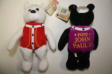 Pair of POPE JOHN PAUL II PLUSH BEARS with Canonization 24K Gold State Quarters picture
