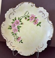 Vintage OOAK Hand Painted Rose Plate Gold Gilded Trim Patina Signed Granny Core picture