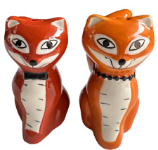 Fox Salt And Pepper Ceramic Shakers Functional Collectible Spice Crazy Gift Set picture