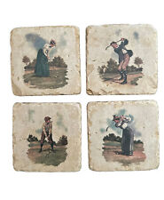 Old Time Golf Theme  Tumbled Stone Coaster Set of 4 By Studio Vertu NEW picture