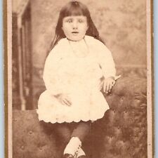 c1870s Lawrence, MA Cute Girl Bowl Cut Hair Feet CdV Photo Card CA Lawrence H22 picture