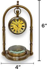 Maritime Compass Base Nautical Table Clock Ship's Clock Antique Brass Hanging picture