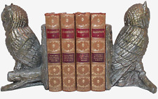 EARLY-MID 20TH C VINT PAIR METAL ALLOY FIGURATIVE OWL BOOKENDS, W/ORIG FELT PADS picture