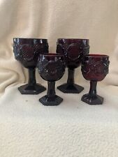 Set Of 4 - Vintage Avon 1876 Cape Cod Collection Ruby Red Glasses picture
