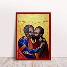 Saint Paul and Peter Greek byzantine orthodox icon handmade picture