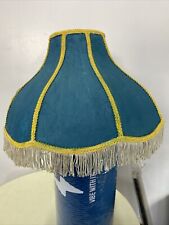 Vintage Aqua Blue & Yellow Scalloped Boho Fringed/Tassel Lamp Shade picture