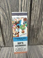 Vtg Roy's Greenhouses Gloversville NY Matchbook Cover Advertisement picture