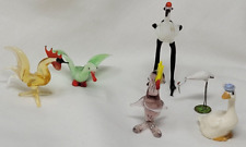 Set of 6 VINTAGE Miniature Birds Hand Blown, Ceramic, Metal Tiny Figures picture