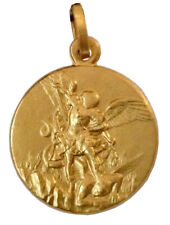 18KT SOLID YELLOW GOLD SAINT MICHAEL THE ARCHANGEL MEDAL picture