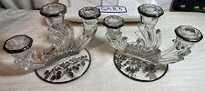 Fostoria Triple Arm Glass Candlestick Holder Overlay Candelabra Sold Seperatly picture