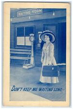 1911 Woman Arrived Don't Keep Me Waiting Blairsville Pennsylvania PA Postcard picture