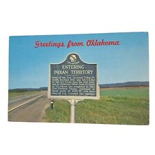 Postcard Greetings From Oklahoma Entering Indian Territory Chrome Unposted picture