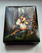 Fedoskino 1950's Russian Lacquer Box Vintage Handmade Miniature Palekh Mstera    picture