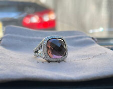 David Yurman 925 Silver 14mm ALBION Ring Morganite & Diamonds Sz 7.5 picture