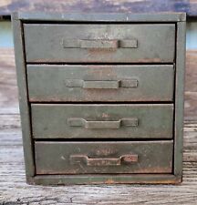 VINTAGE METAL STORAGE CABINET-4 DRAWERS-GOOD & SOLID-SMALL picture