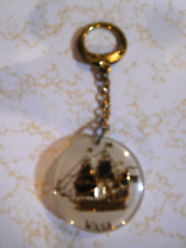 Vintage WASA Gold Plated Ship in Acrylic Keychain picture