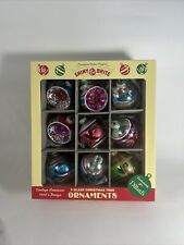 SET OF 9 CHRISTOPHER RADKO Shiny Brite Large Glass Ornaments INDENT GLITTER B3 picture