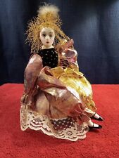 Jester Harlequin Musical Doll. Porcelain. Haunted Vintage. Very Active  picture